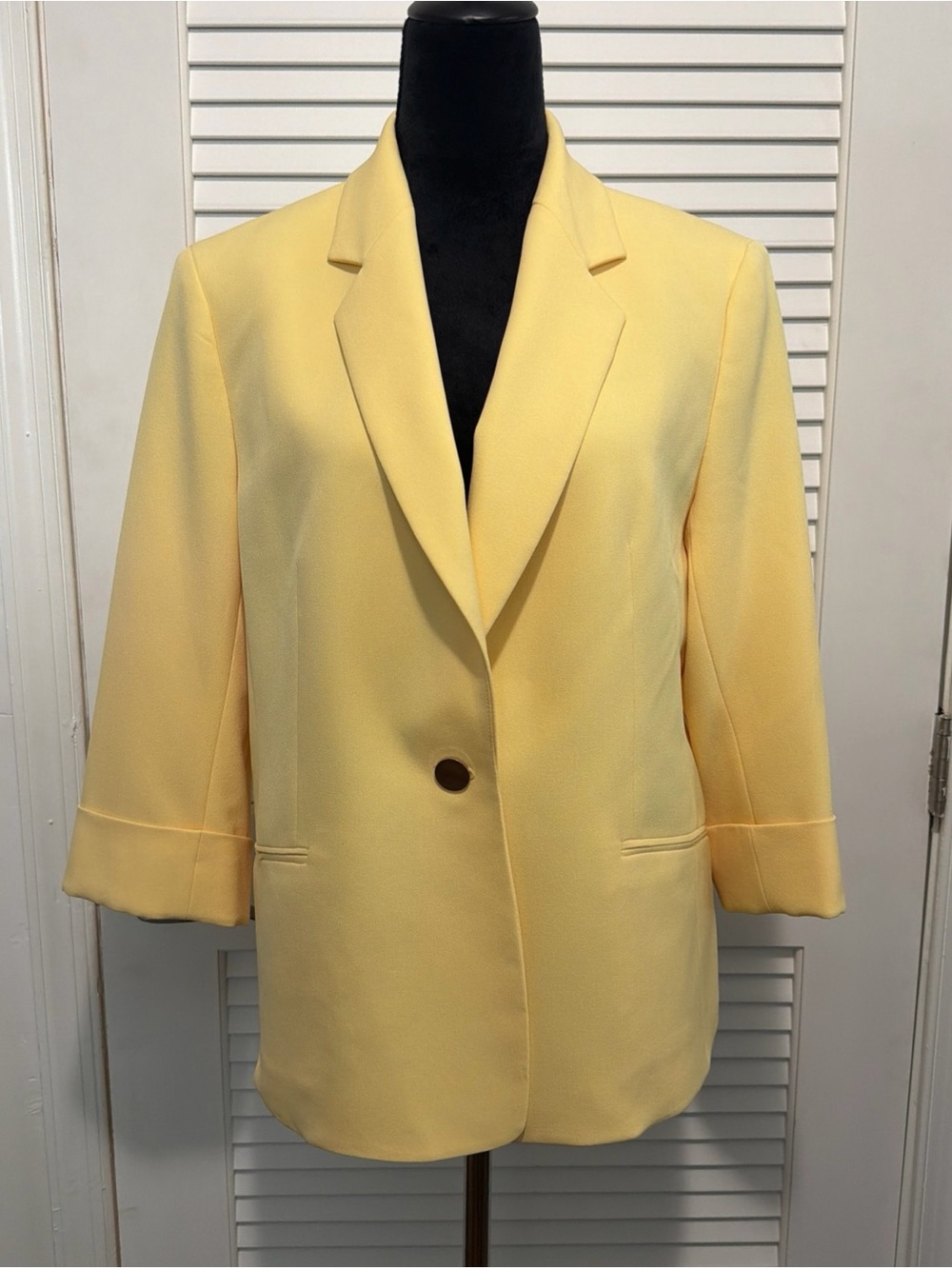 Kasper Butter Yellow One Button Blazer - Size 12